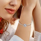 Birthstone Charms 925 Sterling Silver Love Heart Openwork Bead for Charm Bracelets