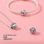 Birthstone Charms 925 Sterling Silver Love Heart Openwork Bead for Charm Bracelets